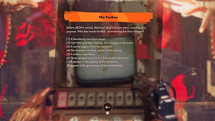Po wejściu w interakcję z ekranem losowane jest pytanie (kolejność zadawania pytań nie jest odgórnie narzucona - Deathloop: Jak zaliczyć quiz Yerhva? - Deathloop - poradnik do gry