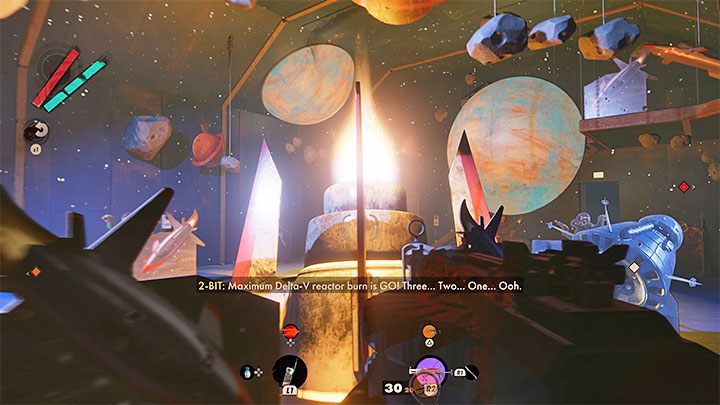 Skorzystajcie ponownie z hakowania żeby wydostać się z pokoju i pobiegnijcie na górę do miejsca, w którym rakieta uruchomi się - Deathloop: Jak zdobyć trofeum Żeby życie miało smaczek? - Deathloop - poradnik do gry