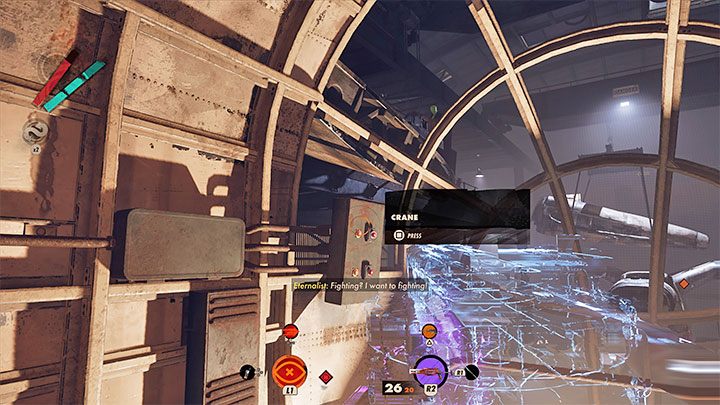 Przekradnijcie się szybko do obszaru za Harriet (unikanie wszczynania alarmu jest tu bardzo wskazane) - dla przypomnienia możecie teleportować się na skrzydło samolotu i następnie do bocznego pomieszczenia za laserami - Deathloop: Jak zdobyć trofeum Gra Charliego Montague? - Deathloop - poradnik do gry