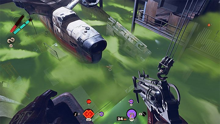 Jedną z większych lokacji z trującym gazem jest hangar 2 z dzielnicy Zatoka Karla, czyli miejsce, w którym przebywa Harriet Morse - jeden z Wizjonerów - Deathloop: Jak unikać trującego gazu? - Deathloop - poradnik do gry