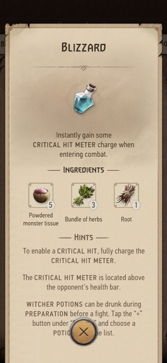 Działanie: walka zaczyna się z częściowo naładowanym paskiem ciosu krytycznego - Wiedźmin Pogromca potworów: Eliksiry - Wiedźmin Pogromca potworów - poradnik do gry