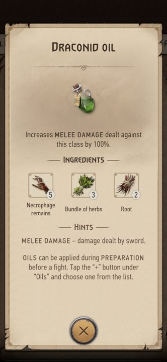 Działanie: zwiększa obrażenia zadawane drakonidom w walce wręcz o 100% - Wiedźmin Pogromca potworów: Oleje - Wiedźmin Pogromca potworów - poradnik do gry