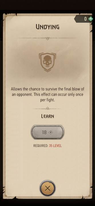 Działanie: daje szansę na przeżycie ostatecznego ciosu przeciwnika - Wiedźmin Pogromca potworów: Umiejętności - walka - Wiedźmin Pogromca potworów - poradnik do gry