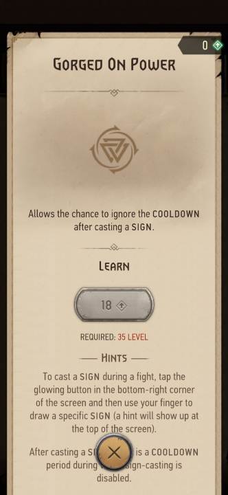 Działanie: daje szansę na zignorowanie czasu odnowienia energii po rzuceni znaku - Wiedźmin Pogromca potworów: Umiejętności - znaki - Wiedźmin Pogromca potworów - poradnik do gry