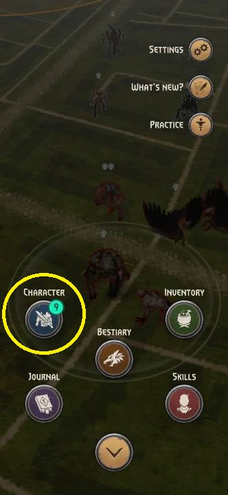 Kolejnym krokiem będzie wejście w postać, ta ikona jest po lewej stronie ekranu - Wiedźmin Pogromca potworów: Bibeloty - co to jest? - Wiedźmin Pogromca potworów - poradnik do gry