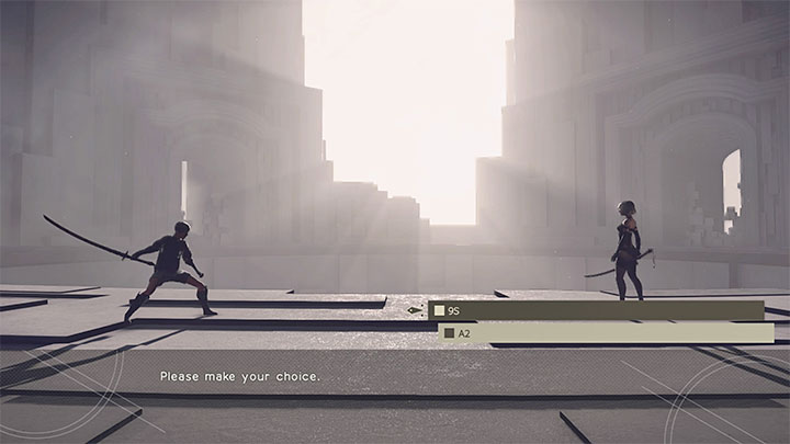 Na potrzeby odblokowania tego zakończenia musicie wybrać 9S do rozegrania ścisłego finału kampanii - NieR Automata: Zakończenia Route C i Route D - solucja, opis przejścia - NieR Automata - poradnik do gry