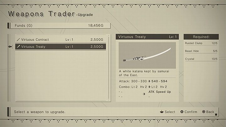 Po zagadaniu do handlarza wybierzcie z listy akcji opcję Upgrades - NieR Automata: Czwarty poziom broni - jak osiągnąć? - NieR Automata - poradnik do gry