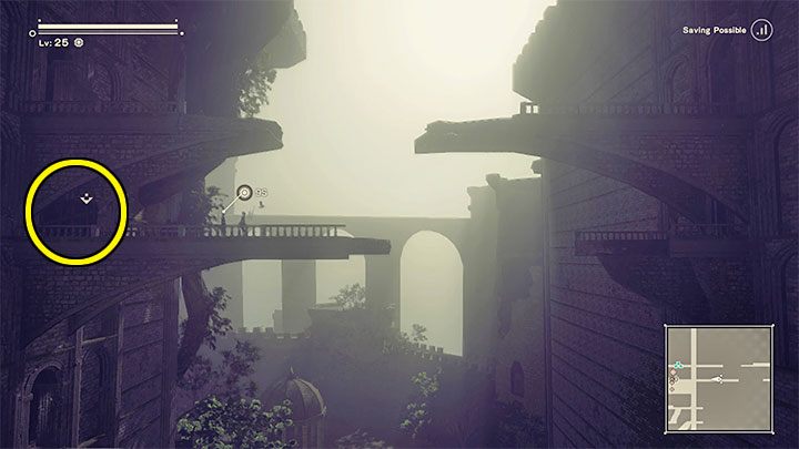 Wróćcie się w prawo i zeskoczcie na niższą półkę - NieR Automata: Czwarty poziom broni - jak osiągnąć? - NieR Automata - poradnik do gry