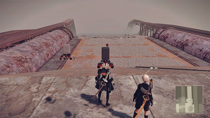Niedaleko Access Pointa są schody i dość liniowa ścieżka doprowadzi Was do miejsca, w którym walczyliście wcześniej z goliatem - NieR Automata: Fabryka z prologu - jak powrócić? - NieR Automata - poradnik do gry