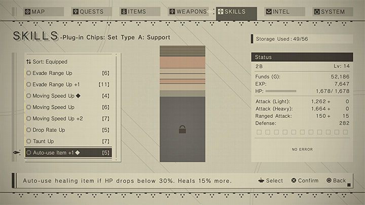 Po podświetleniu jakiegoś czipu możecie go wybrać - NieR Automata: Chipy - jak instalować? - NieR Automata - poradnik do gry