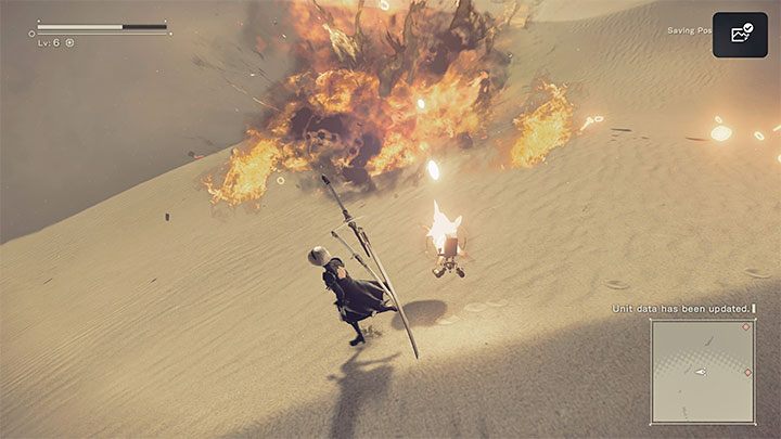 Skorzystajcie z oznaczonego przez grę wąskiego przejścia, które prowadzi na największą część pustyni - NieR Automata: 3 Rozdział, Route A - solucja, opis przejścia - NieR Automata - poradnik do gry