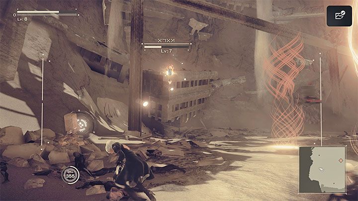 Drugim z ataków bossa jest doprowadzanie do pojawiania się słupów światła na ziemi, które zadają obrażenia w momencie wejścia w kontakt z nimi - NieR Automata: 3 Rozdział, Route A - solucja, opis przejścia - NieR Automata - poradnik do gry