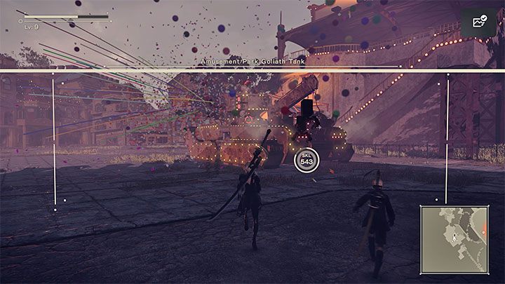 Wkrótce zeskoczycie na arenę, na której pojawi się czołg (Tank) - NieR Automata: 4 Rozdział, Route A - solucja, opis przejścia - NieR Automata - poradnik do gry
