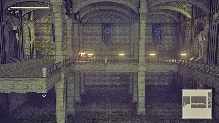 Cały zamek musicie badać z wymuszoną kamerą pokazującą akcję z boku - NieR Automata: 6 Rozdział, Route A - solucja, opis przejścia - NieR Automata - poradnik do gry
