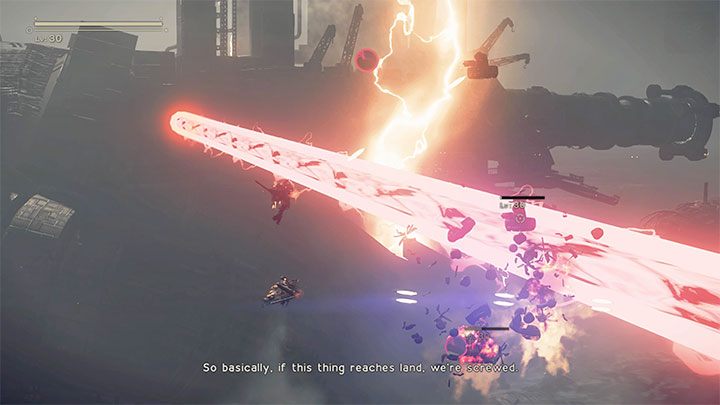 Wkrótce na ciele kolosa oznaczony zostanie pierwszy generator EMP jako obiekt do zniszczenia - NieR Automata: 7 Rozdział, Route A - solucja, opis przejścia - NieR Automata - poradnik do gry