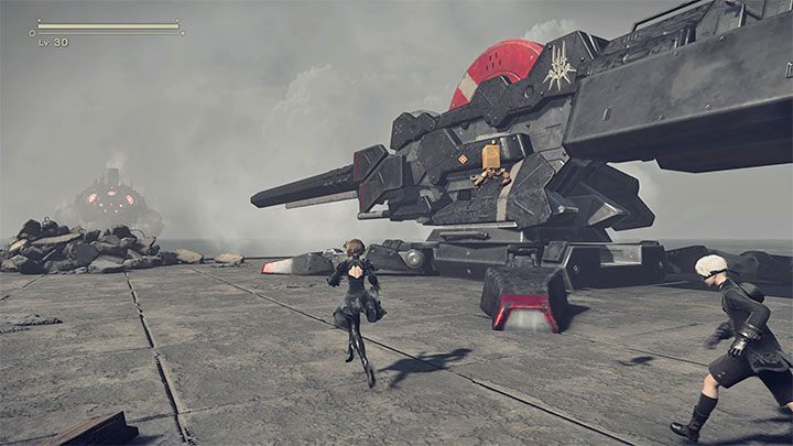 Wyświetla się kolejna scenka przerywnikowa i wylądujecie na chwilę na suchym lądzie - NieR Automata: 7 Rozdział, Route A - solucja, opis przejścia - NieR Automata - poradnik do gry