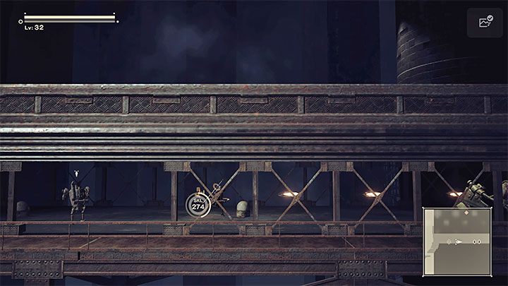 Powróćcie na wcześniejsze (prawe) balkoniki i wznówcie główny przemarsz - NieR Automata: 9 Rozdział, Route A - solucja, opis przejścia - NieR Automata - poradnik do gry