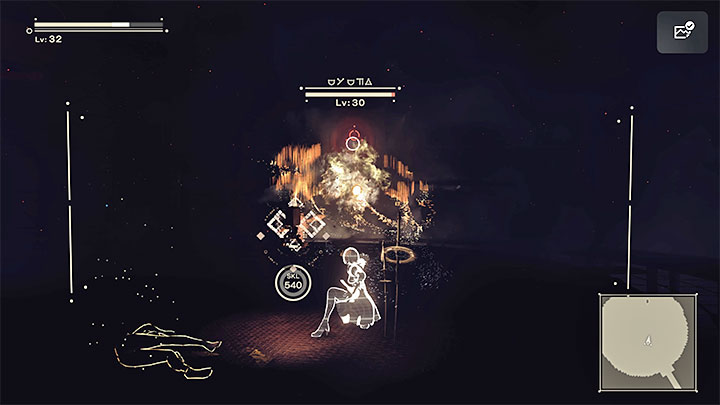 Po tym jak boss straci osłonę dzięki udanemu hackowi 9S nastaną ciemności i jest to sygnał do ataku - NieR Automata: 9 Rozdział, Route A - solucja, opis przejścia - NieR Automata - poradnik do gry