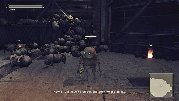 Po znalezieniu się w wirtualnej rzeczywistości dotrzyjcie do nowego białego kwadratu i przytrzymajcie przycisk hakowania - NieR Automata: 9 Rozdział, Route B - solucja, opis przejścia - NieR Automata - poradnik do gry