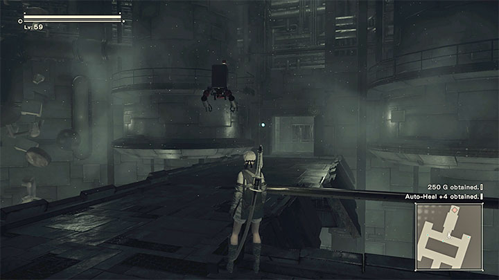 Po pokonaniu każdej grupy wrogich maszyn odblokowana zostanie winda podróżująca na wyższe piętro - NieR Automata: 13 Rozdział, 9S - Route C,D - solucja, opis przejścia - NieR Automata - poradnik do gry