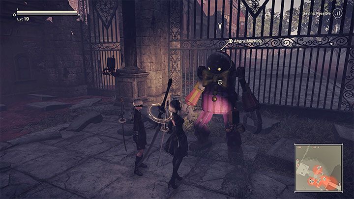 Pieczątka 2 - Odszukajcie w jednej z bocznych alejek maszynę Angry Machine - NieR Automata: Park rozrywki - solucja, misje poboczne - NieR Automata - poradnik do gry