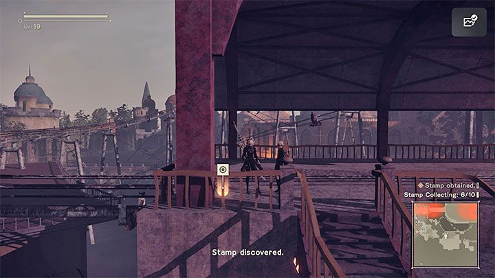 Pieczątka 6 - Dotrzyjcie na peron, na którym zatrzymuje się kolejka górska - NieR Automata: Park rozrywki - solucja, misje poboczne - NieR Automata - poradnik do gry