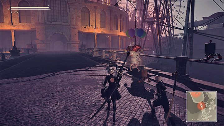 Pieczątka 8 - Wkroczcie na most prowadzący do głównego budynku lunaparku - NieR Automata: Park rozrywki - solucja, misje poboczne - NieR Automata - poradnik do gry