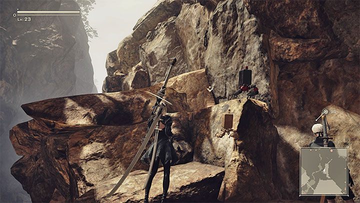 Pomimo ukończenia questu pewien problem może sprawić Wam wydostanie się z kanionu - NieR Automata: Las i Zamek - solucja, misje poboczne - NieR Automata - poradnik do gry