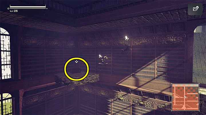 Druga skrzynia jest w jednym z pomieszczeń bibliotecznych zamku - NieR Automata: Las i Zamek - solucja, misje poboczne - NieR Automata - poradnik do gry