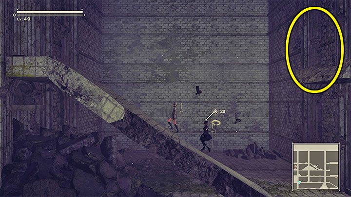 Dzięki otwarciu wszystkich skrzyń zdobędziecie klucz, z którym wyruszcie z powrotem w stronę blbilioteki - NieR Automata: Las i Zamek - solucja, misje poboczne - NieR Automata - poradnik do gry