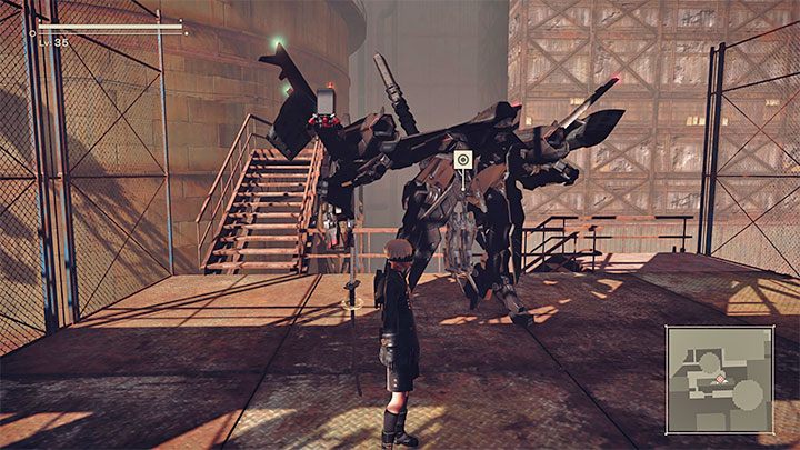 W celu posunięcia akcji do przodu skorzystajcie ze wskazań mini-mapy żeby dotrzeć do stroju Flight Suit - NieR Automata: 1 Rozdział, Route B - solucja, opis przejścia - NieR Automata - poradnik do gry