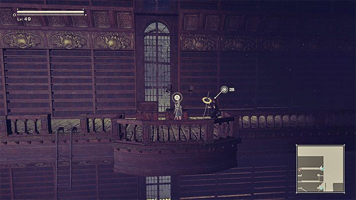 Dotrzecie na najwyższy poziom biblioteki i możecie rozejrzeć się w okolicy za zamkniętą skrzynią wymagającą użycia hakowania 9S - NieR Automata: 6 Rozdział, Route B - solucja, opis przejścia - NieR Automata - poradnik do gry