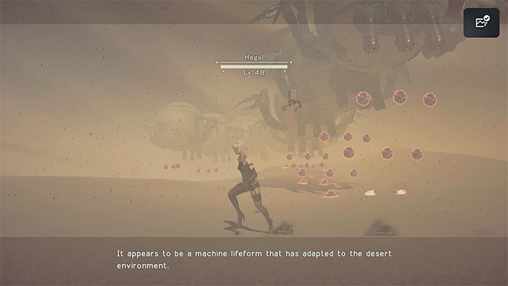 Boss początkowo lata nad pustynią i organizuje bombardowania z wykorzystaniem zwykłych pocisków - NieR Automata: 12 Rozdział, A2 - Route C,D - solucja, opis przejścia - NieR Automata - poradnik do gry