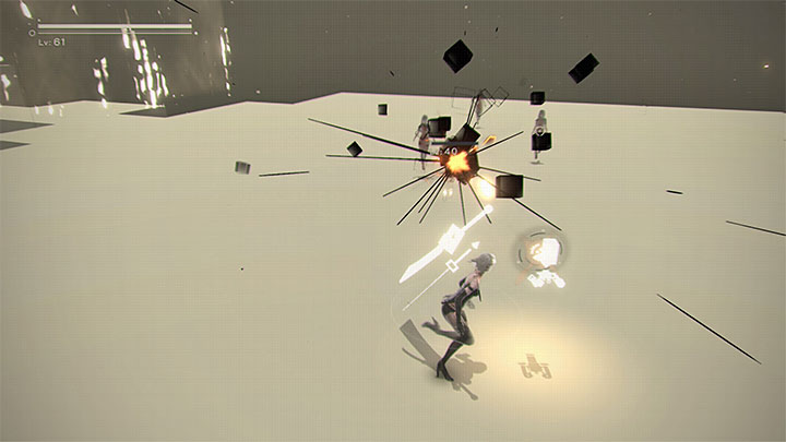 Dotrzecie do sali z kilkoma obiektami i zbadanie centralnego obiektu przeniesie Was do cyberprzestrzeni - NieR Automata: 17 Rozdział, 9S i A2 - Route C, D - solucja, opis przejścia - NieR Automata - poradnik do gry