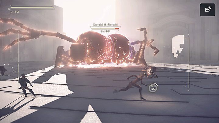 Połączeni bossowie nie są szczególnie wymagający, przy czym pilnujcie się gdy zostaną naelektryzowani, bo tymczasowo staną się dzięki temu silniejsi - NieR Automata: 17 Rozdział, 9S i A2 - Route C, D - solucja, opis przejścia - NieR Automata - poradnik do gry