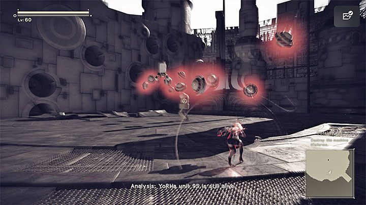 Kulki mogą odczepiać się od ciała Augustea i stanowić zagrożenie dla A2 same w sobie - NieR Automata: 16 Rozdział, 9S i A2 - Route C,D - solucja, opis przejścia - NieR Automata - poradnik do gry