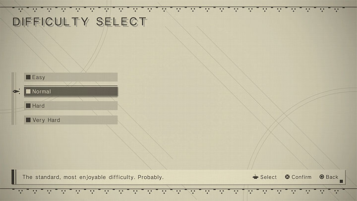 NieR Automata oferuje 4 główne poziomy trudności, przy czym musicie mieć świadomość tego, że w opisywanej produkcji poziomy trudności bardzo wyraźnie się między sobą różnią - gra może być bardzo łatwa (lub nawet wyręczać gracza w niektórych czynnościach) na niskim poziomie trudnosci i jednocześnie o - NieR Automata: Porady na start - NieR Automata - poradnik do gry