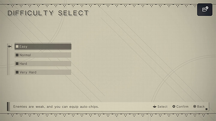 Korzystanie z cheatów / ułatwień jest dostępne tylko na niskim poziomie trudności (Easy) - NieR Automata: Cheaty - NieR Automata - poradnik do gry