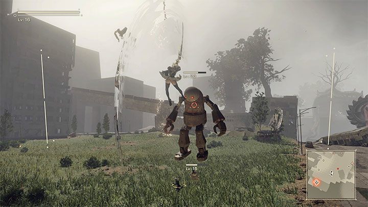 Korzystanie z uników dobrze jest połączyć z częstym wykonywaniem kontrataków - NieR Automata: Walka - NieR Automata - poradnik do gry