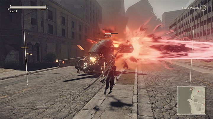 Wielu przeciwników może atakować bohaterów na odległość - NieR Automata: Walka - NieR Automata - poradnik do gry
