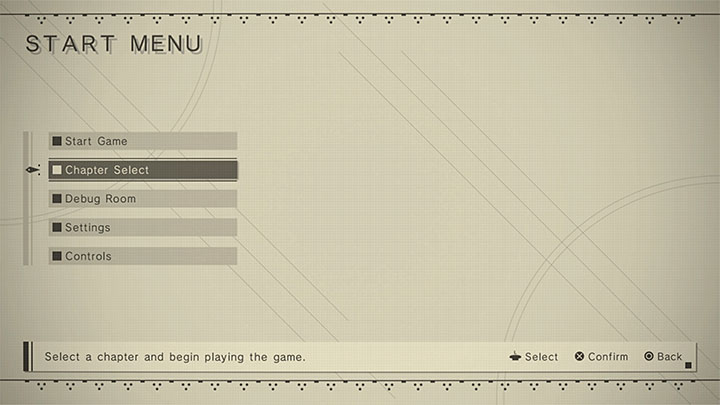 Z menu głównego wybierzcie opcję załadowania sejwa z ukończenia gry i następnie wybierzcie opcję Chapter Select - NieR Automata: Sklep z trofeami - jak odblokować? - NieR Automata - poradnik do gry