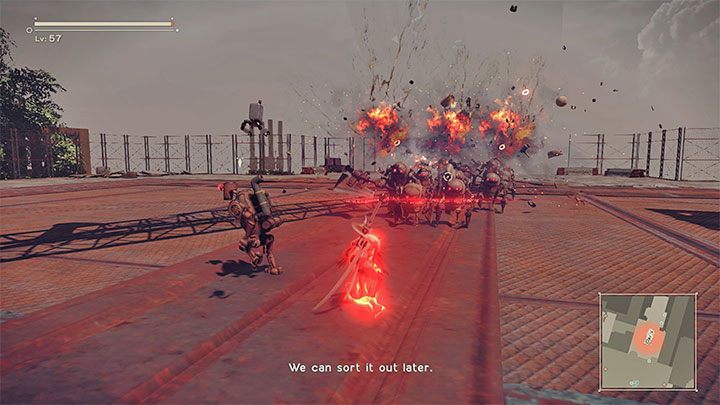 W pomieszczeniu fabryki pojawią się nowe zainfekowane maszyny i od razu zaatakujcie je - NieR Automata: 14 Rozdział, A2 - Route C,D - solucja, opis przejścia - NieR Automata - poradnik do gry