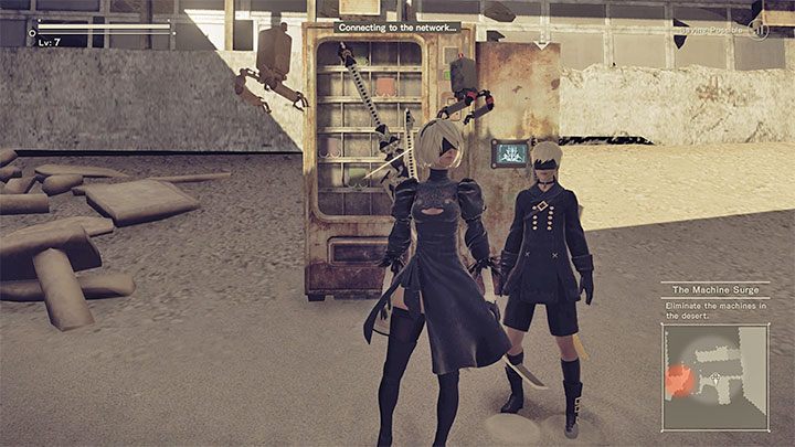 Stan gry możecie zapisywać będąc pobliżu aktywnych punktów Access Point - przykładowy pokazuje obrazek - NieR Automata: Stan gry - jak zapisywać? - NieR Automata - poradnik do gry