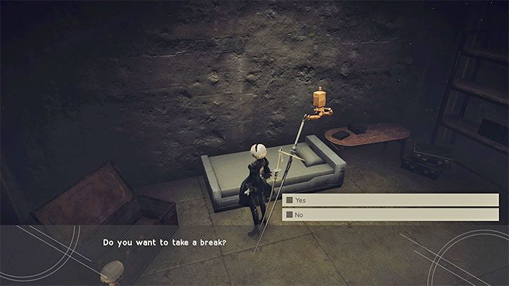 Alternatywną i mniej przydatną metodą wyleczenia się jest udanie się na odpoczynek - NieR Automata: Leczenie - jak poprawiać zdrowie? - NieR Automata - poradnik do gry
