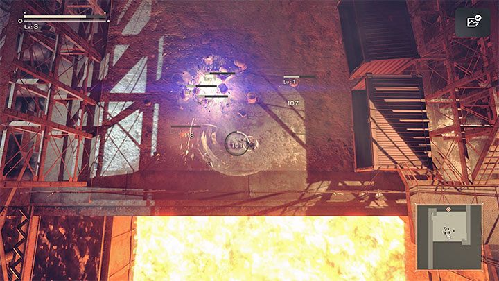 W jednym z kolejnych obszarów gra dla odmiany załączy na pewien czas widok z lotu ptaka - NieR Automata: 1 Rozdział, Route A - solucja, opis przejścia - NieR Automata - poradnik do gry