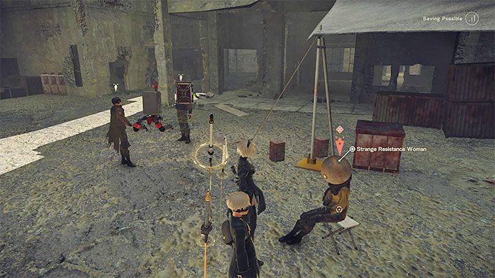 W obozie Resistance Camp oznaczonych zostało kilku NPC-ów, z którymi musicie spotkać się żeby posunąć fabułę do przodu i żeby odblokować dostęp do wszystkich sklepów z tej lokacji - NieR Automata: 2 Rozdział, Route A - solucja, opis przejścia - NieR Automata - poradnik do gry