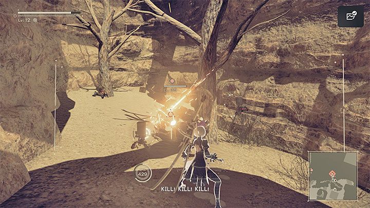 Bohaterowie odnaleźli współrzędne i prowadzą one do małego obszaru w pierwszej części pustyni (Desert Zone) - NieR Automata: Ruiny miasta - solucja, misje poboczne - NieR Automata - poradnik do gry