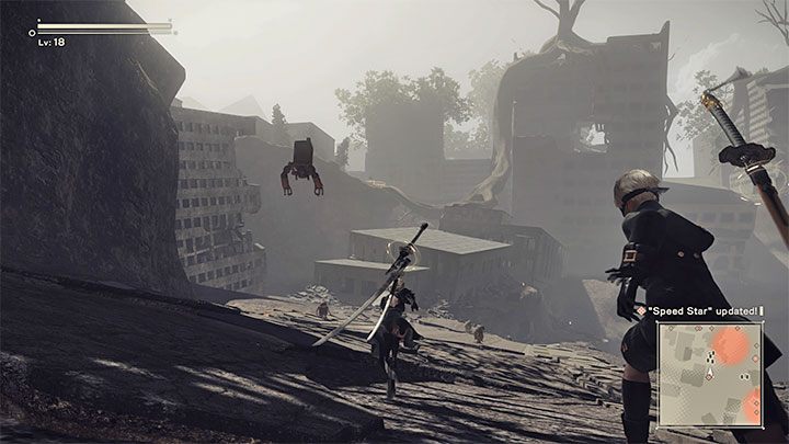 Możecie rozegrać w sumie 3 wyścigi z maszyną i za każdym razem Waszym zadaniem będzie dotarcie do mety na pierwszym miejscu - NieR Automata: Ruiny miasta - solucja, misje poboczne - NieR Automata - poradnik do gry