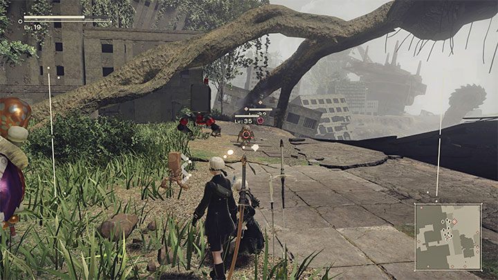 To trudny quest, gdyż zakłada staczanie walk z przeciwnikami z poziomów 32-35 - NieR Automata: Ruiny miasta - solucja, misje poboczne - NieR Automata - poradnik do gry
