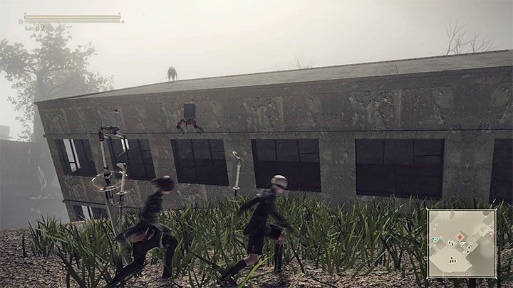 Lokacja z punktu 3 naszej mapy to dach mocno przekrzywionego budynku - NieR Automata: Ruiny miasta - solucja, misje poboczne - NieR Automata - poradnik do gry